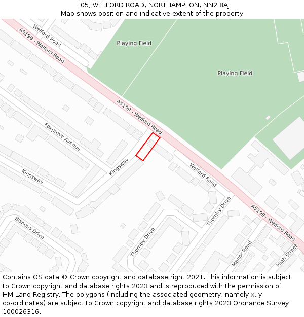 105, WELFORD ROAD, NORTHAMPTON, NN2 8AJ: Location map and indicative extent of plot