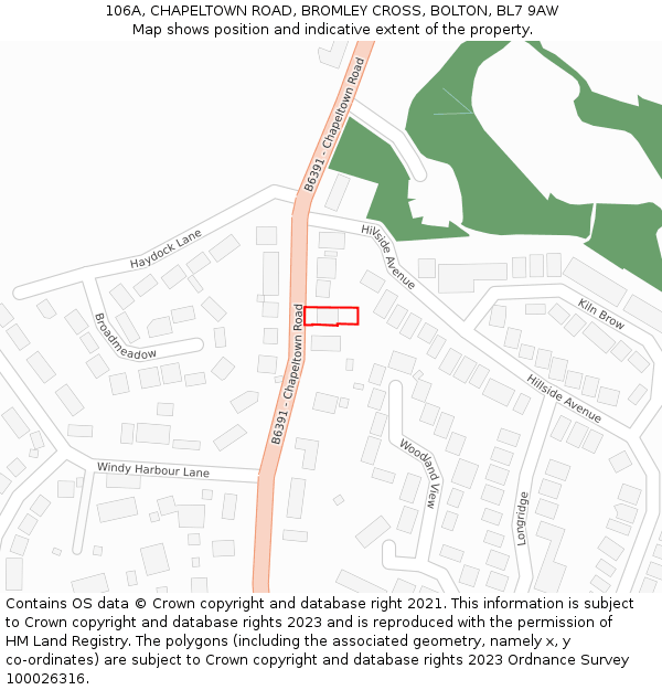 106A, CHAPELTOWN ROAD, BROMLEY CROSS, BOLTON, BL7 9AW: Location map and indicative extent of plot