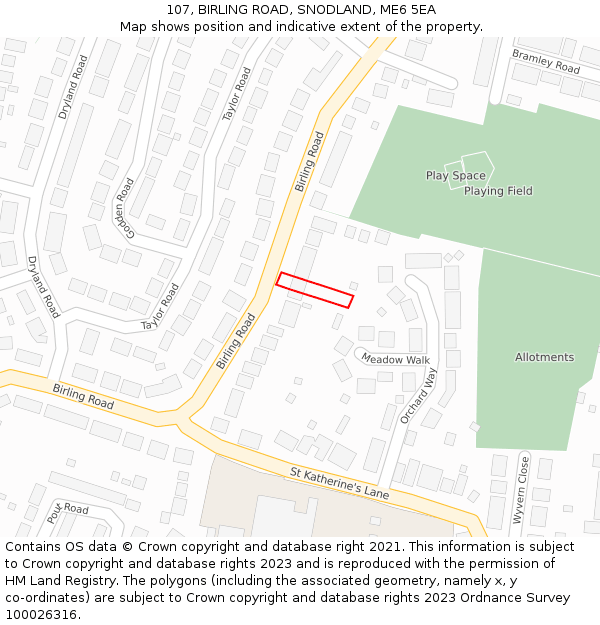 107, BIRLING ROAD, SNODLAND, ME6 5EA: Location map and indicative extent of plot