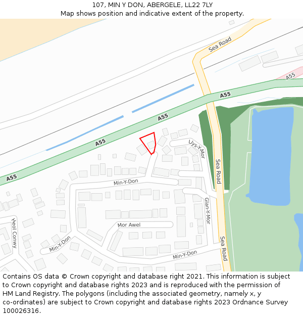 107, MIN Y DON, ABERGELE, LL22 7LY: Location map and indicative extent of plot