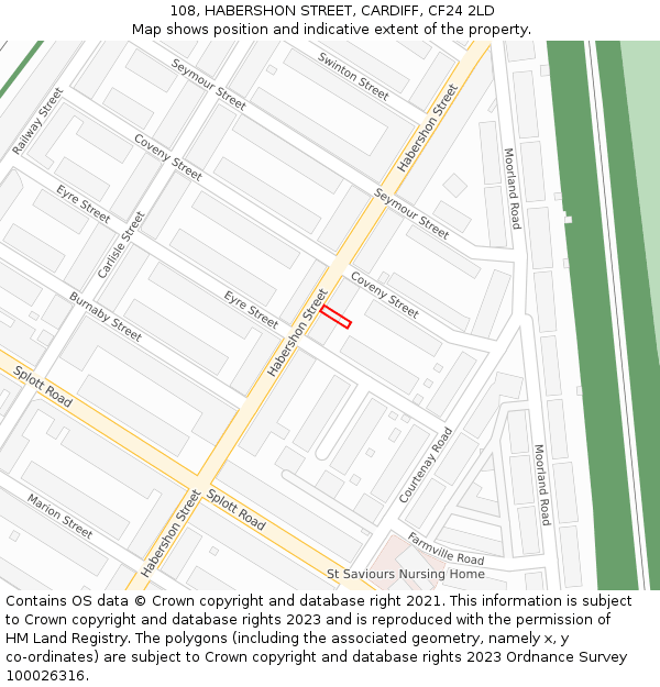 108, HABERSHON STREET, CARDIFF, CF24 2LD: Location map and indicative extent of plot