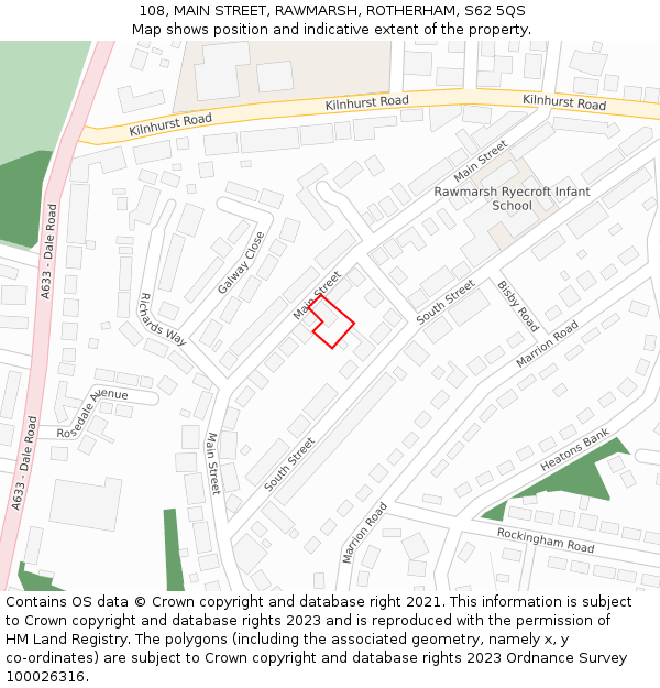 108, MAIN STREET, RAWMARSH, ROTHERHAM, S62 5QS: Location map and indicative extent of plot