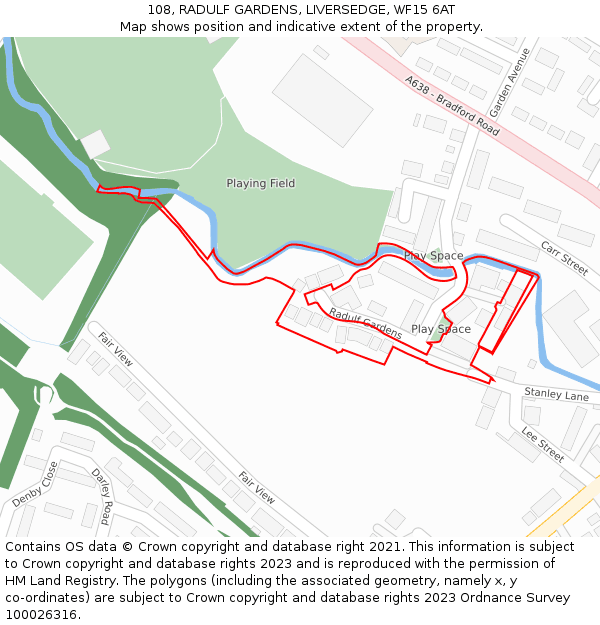 108, RADULF GARDENS, LIVERSEDGE, WF15 6AT: Location map and indicative extent of plot