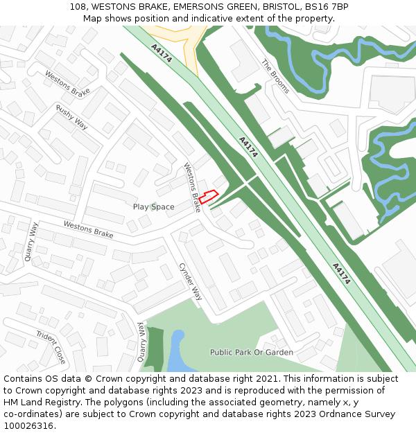 108, WESTONS BRAKE, EMERSONS GREEN, BRISTOL, BS16 7BP: Location map and indicative extent of plot