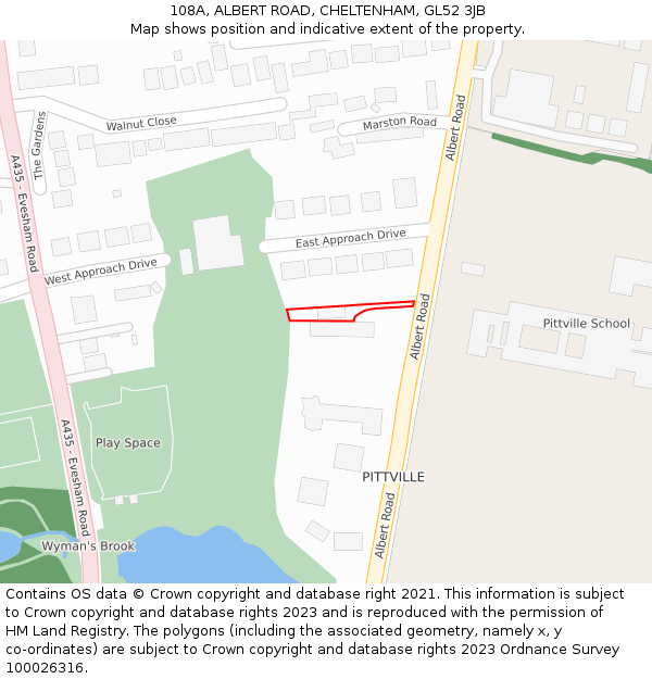 108A, ALBERT ROAD, CHELTENHAM, GL52 3JB: Location map and indicative extent of plot