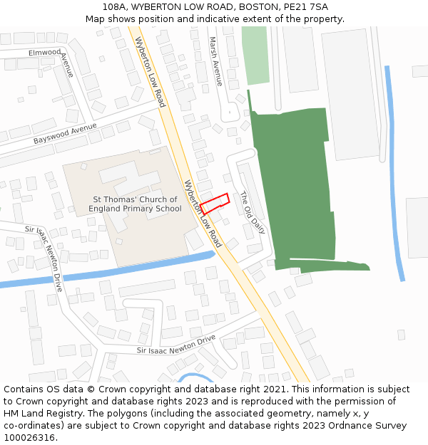 108A, WYBERTON LOW ROAD, BOSTON, PE21 7SA: Location map and indicative extent of plot