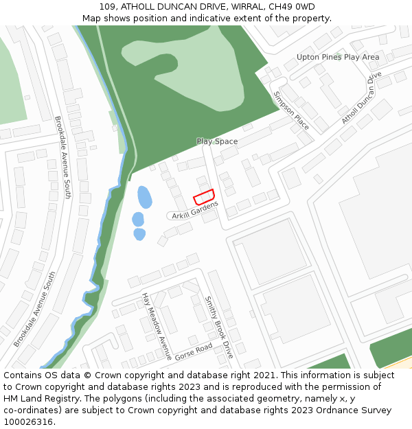 109, ATHOLL DUNCAN DRIVE, WIRRAL, CH49 0WD: Location map and indicative extent of plot