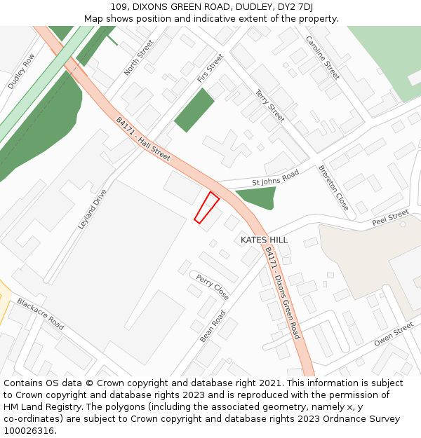 109, DIXONS GREEN ROAD, DUDLEY, DY2 7DJ: Location map and indicative extent of plot