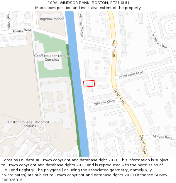 109A, WINDSOR BANK, BOSTON, PE21 0HU: Location map and indicative extent of plot