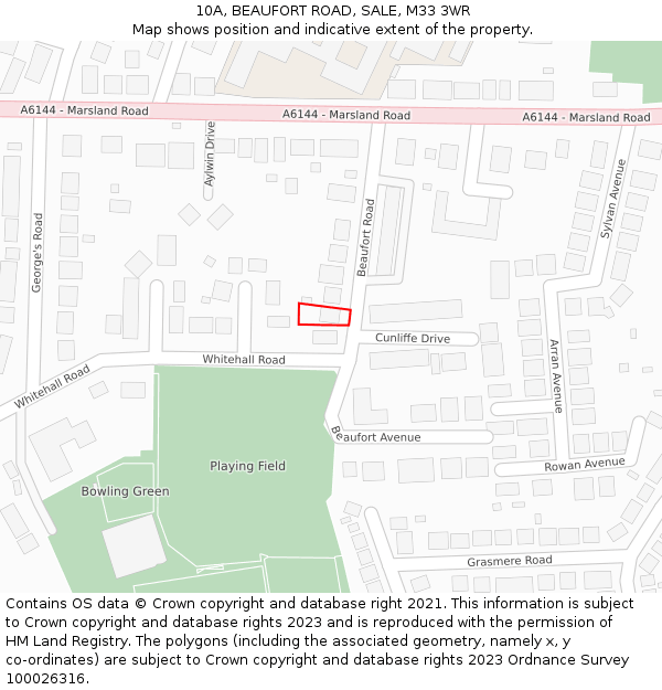 10A, BEAUFORT ROAD, SALE, M33 3WR: Location map and indicative extent of plot