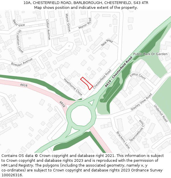 10A, CHESTERFIELD ROAD, BARLBOROUGH, CHESTERFIELD, S43 4TR: Location map and indicative extent of plot