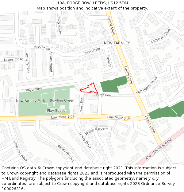 10A, FORGE ROW, LEEDS, LS12 5DN: Location map and indicative extent of plot