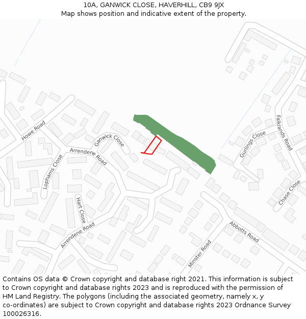 10A, GANWICK CLOSE, HAVERHILL, CB9 9JX: Location map and indicative extent of plot