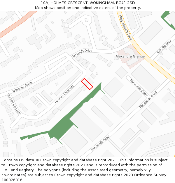10A, HOLMES CRESCENT, WOKINGHAM, RG41 2SD: Location map and indicative extent of plot