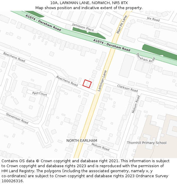 10A, LARKMAN LANE, NORWICH, NR5 8TX: Location map and indicative extent of plot