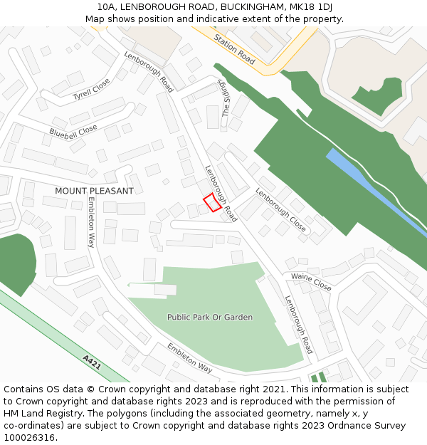 10A, LENBOROUGH ROAD, BUCKINGHAM, MK18 1DJ: Location map and indicative extent of plot