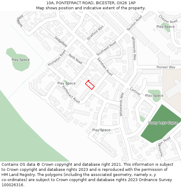 10A, PONTEFRACT ROAD, BICESTER, OX26 1AP: Location map and indicative extent of plot