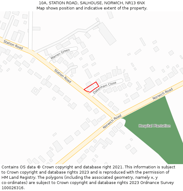 10A, STATION ROAD, SALHOUSE, NORWICH, NR13 6NX: Location map and indicative extent of plot