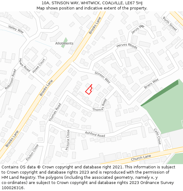 10A, STINSON WAY, WHITWICK, COALVILLE, LE67 5HJ: Location map and indicative extent of plot