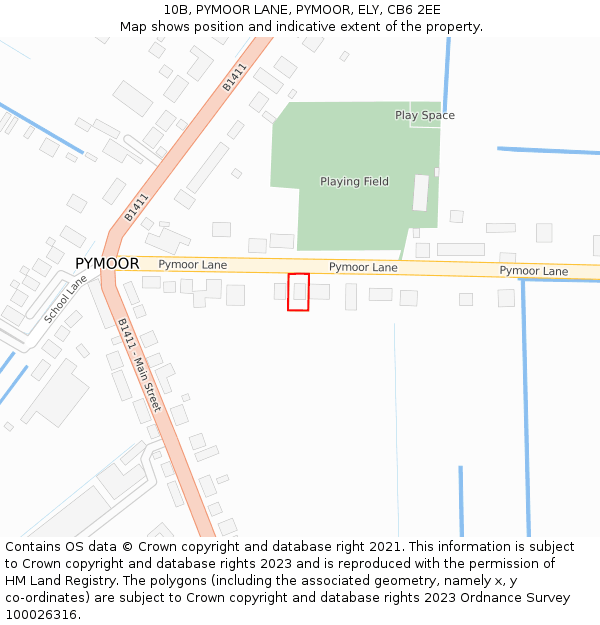10B, PYMOOR LANE, PYMOOR, ELY, CB6 2EE: Location map and indicative extent of plot