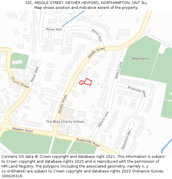 10C, MIDDLE STREET, NETHER HEYFORD, NORTHAMPTON, NN7 3LL: Location map and indicative extent of plot