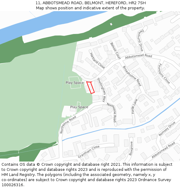11, ABBOTSMEAD ROAD, BELMONT, HEREFORD, HR2 7SH: Location map and indicative extent of plot