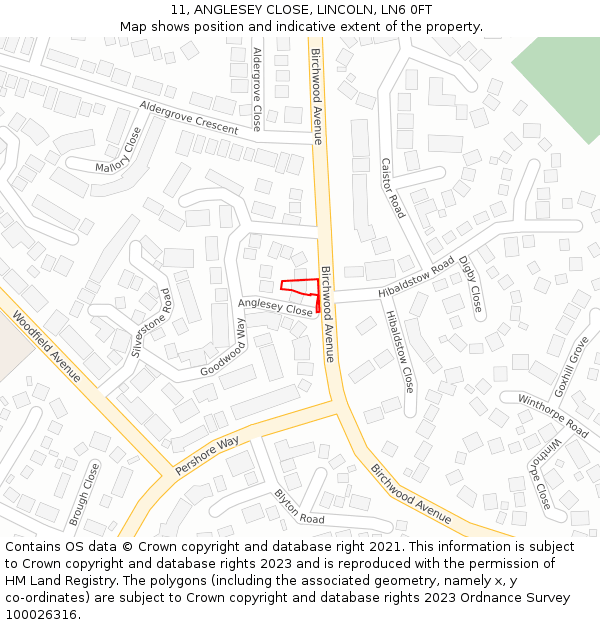 11, ANGLESEY CLOSE, LINCOLN, LN6 0FT: Location map and indicative extent of plot