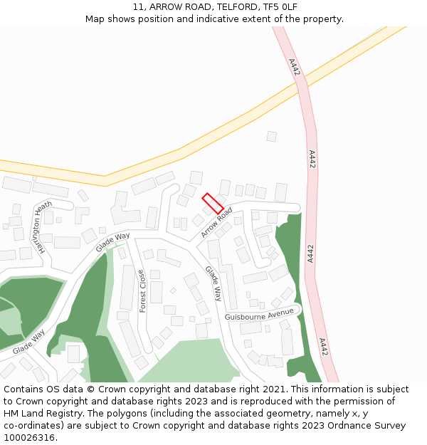11, ARROW ROAD, TELFORD, TF5 0LF: Location map and indicative extent of plot