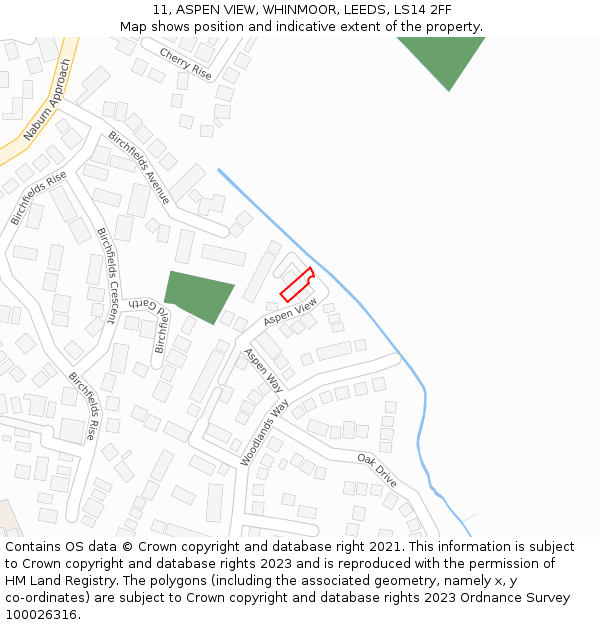 11, ASPEN VIEW, WHINMOOR, LEEDS, LS14 2FF: Location map and indicative extent of plot