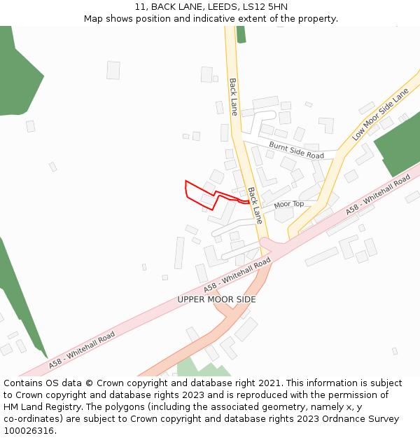 11, BACK LANE, LEEDS, LS12 5HN: Location map and indicative extent of plot