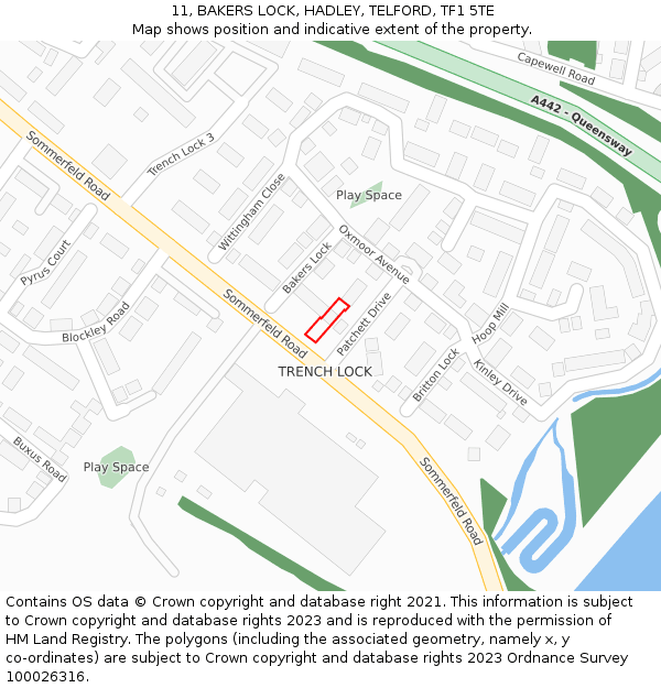 11, BAKERS LOCK, HADLEY, TELFORD, TF1 5TE: Location map and indicative extent of plot