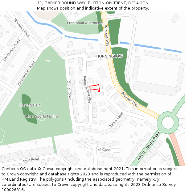 11, BARKER ROUND WAY, BURTON-ON-TRENT, DE14 2DN: Location map and indicative extent of plot
