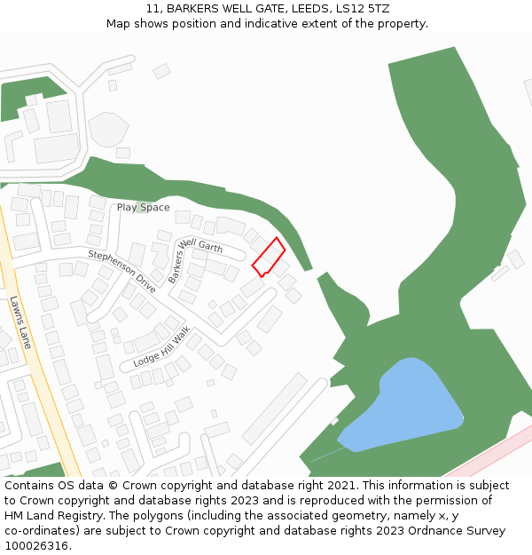 11, BARKERS WELL GATE, LEEDS, LS12 5TZ: Location map and indicative extent of plot