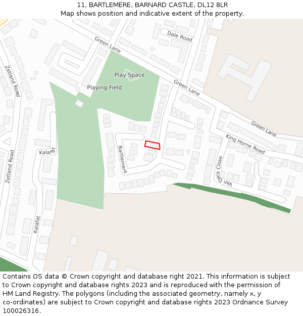 11, BARTLEMERE, BARNARD CASTLE, DL12 8LR: Location map and indicative extent of plot