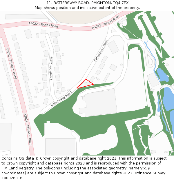 11, BATTERSWAY ROAD, PAIGNTON, TQ4 7EX: Location map and indicative extent of plot