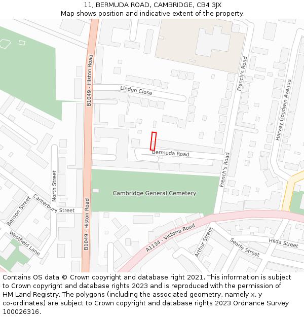 11, BERMUDA ROAD, CAMBRIDGE, CB4 3JX: Location map and indicative extent of plot