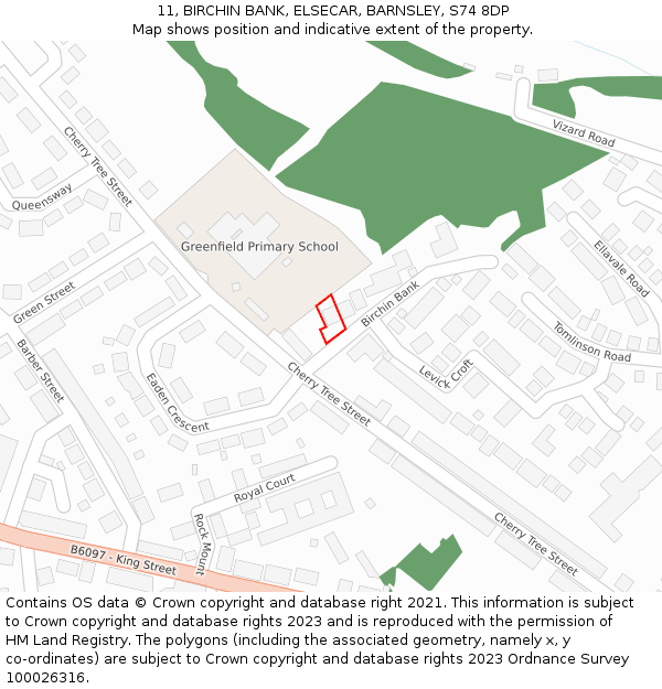 11, BIRCHIN BANK, ELSECAR, BARNSLEY, S74 8DP: Location map and indicative extent of plot