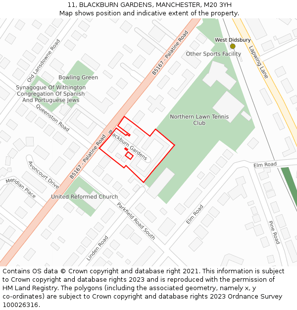 11, BLACKBURN GARDENS, MANCHESTER, M20 3YH: Location map and indicative extent of plot