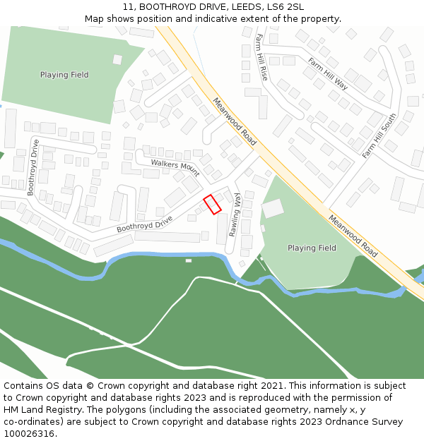 11, BOOTHROYD DRIVE, LEEDS, LS6 2SL: Location map and indicative extent of plot