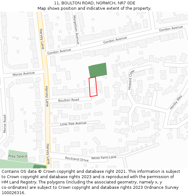 11, BOULTON ROAD, NORWICH, NR7 0DE: Location map and indicative extent of plot