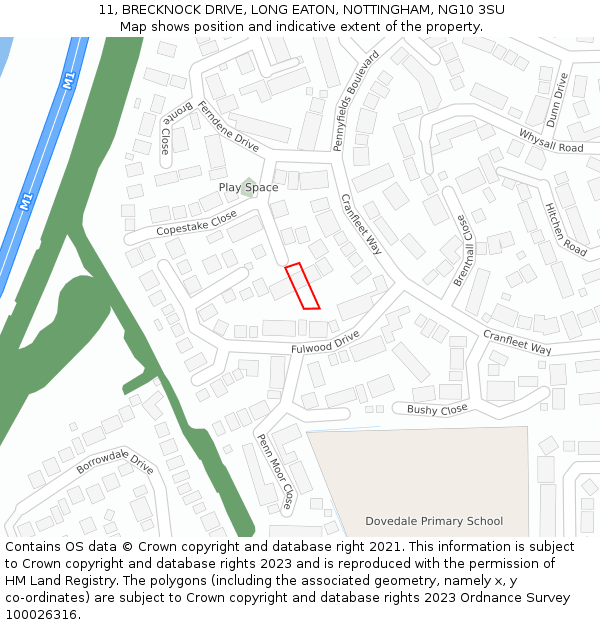 11, BRECKNOCK DRIVE, LONG EATON, NOTTINGHAM, NG10 3SU: Location map and indicative extent of plot