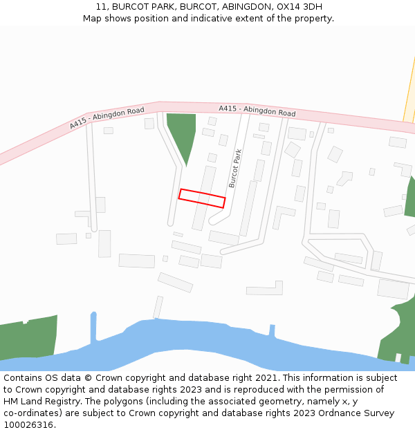 11, BURCOT PARK, BURCOT, ABINGDON, OX14 3DH: Location map and indicative extent of plot