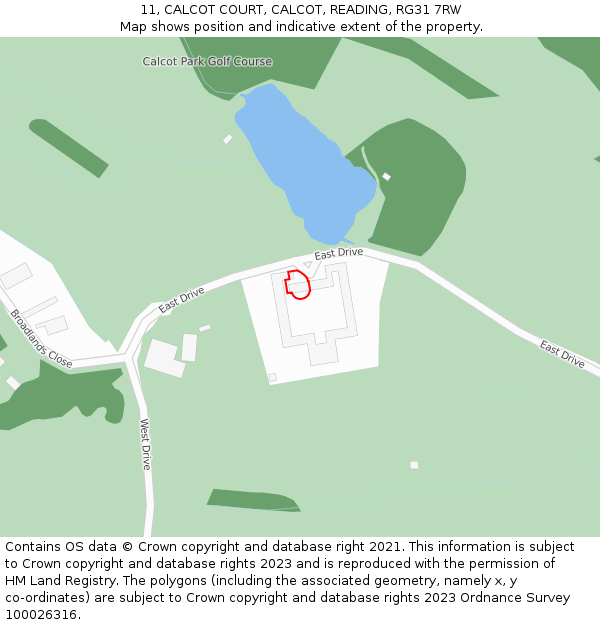 11, CALCOT COURT, CALCOT, READING, RG31 7RW: Location map and indicative extent of plot