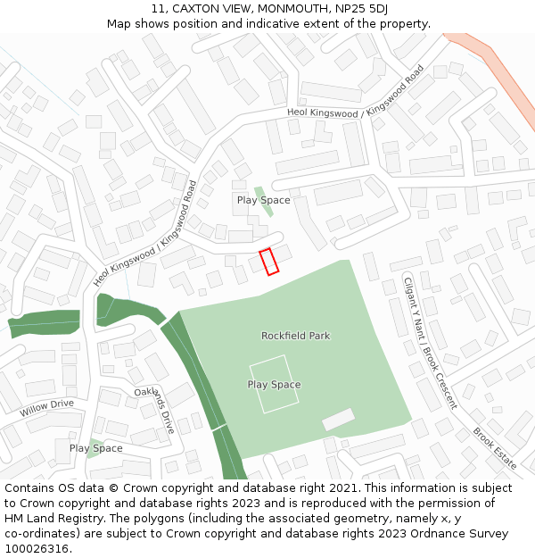11, CAXTON VIEW, MONMOUTH, NP25 5DJ: Location map and indicative extent of plot