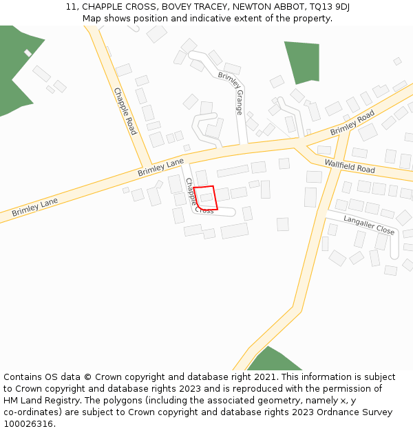 11, CHAPPLE CROSS, BOVEY TRACEY, NEWTON ABBOT, TQ13 9DJ: Location map and indicative extent of plot