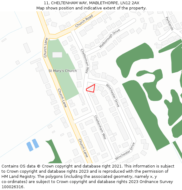 11, CHELTENHAM WAY, MABLETHORPE, LN12 2AX: Location map and indicative extent of plot