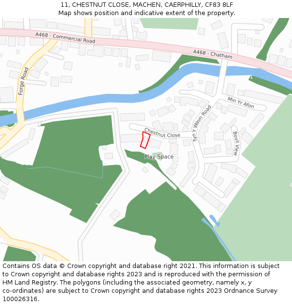 11, CHESTNUT CLOSE, MACHEN, CAERPHILLY, CF83 8LF: Location map and indicative extent of plot