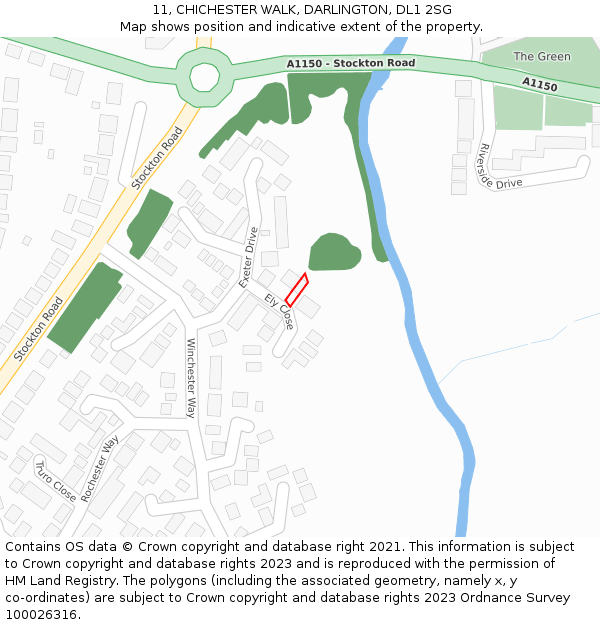 11, CHICHESTER WALK, DARLINGTON, DL1 2SG: Location map and indicative extent of plot