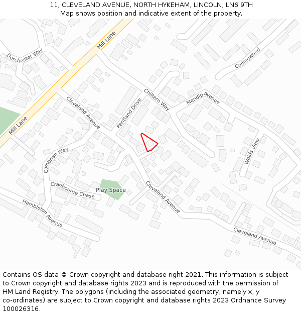 11, CLEVELAND AVENUE, NORTH HYKEHAM, LINCOLN, LN6 9TH: Location map and indicative extent of plot