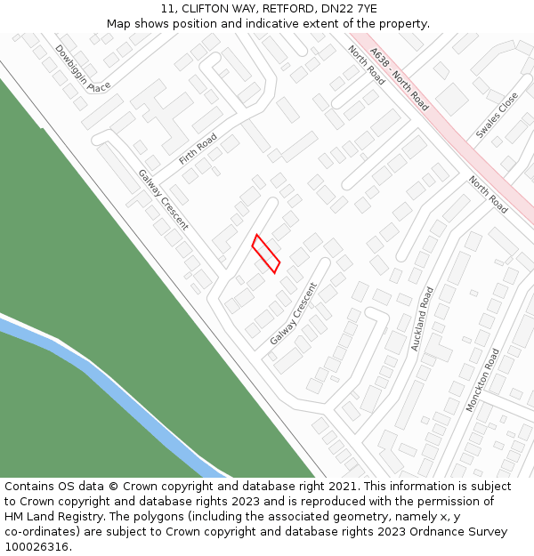11, CLIFTON WAY, RETFORD, DN22 7YE: Location map and indicative extent of plot